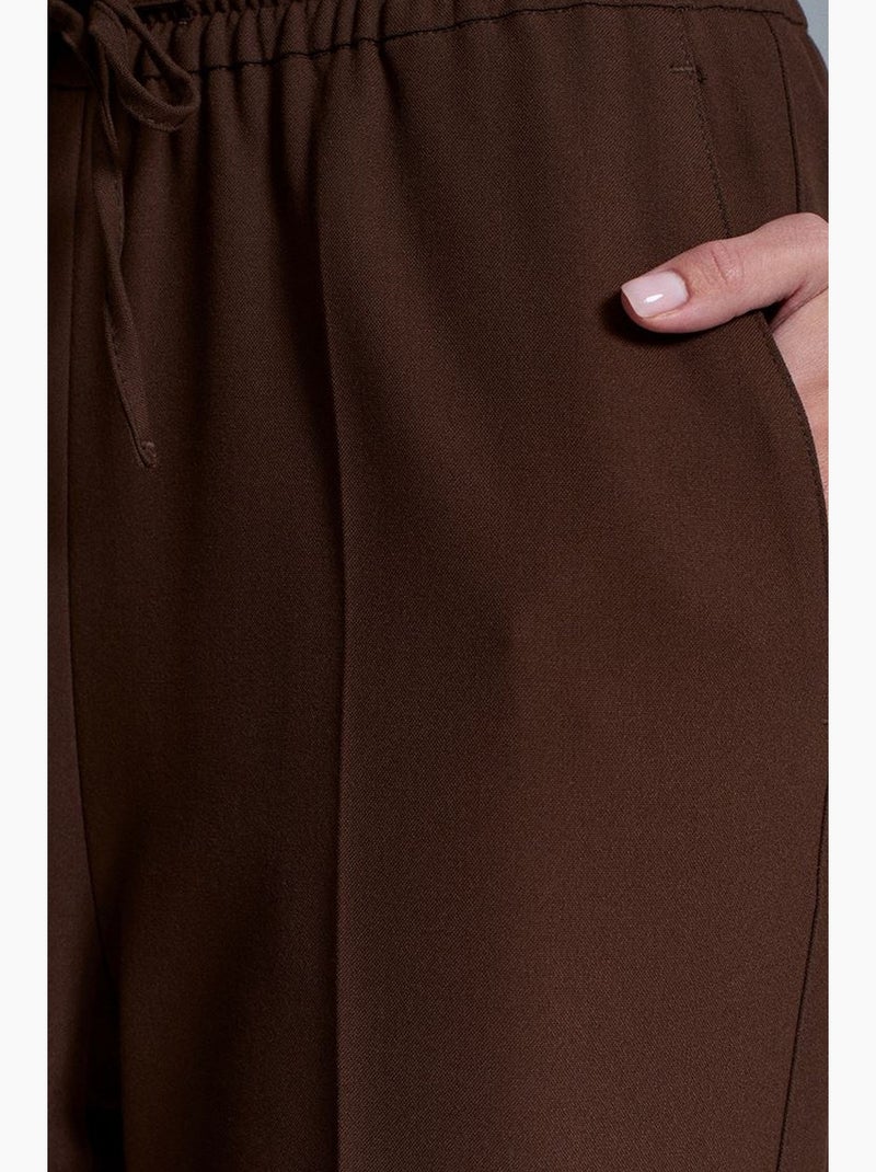 Pantalones de mujer de crepé de pernera recta dilvin Marrón - Kiabi