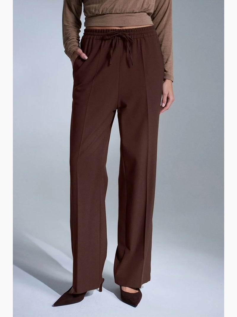 Pantalones de mujer de crepé de pernera recta dilvin Marrón - Kiabi
