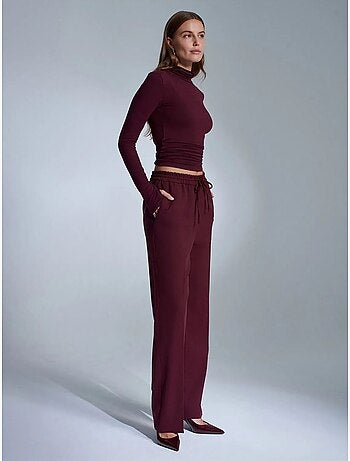 Pantalones de mujer de crepé de pernera recta dilvin