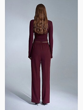 Pantalones de mujer de crepé de pernera recta dilvin