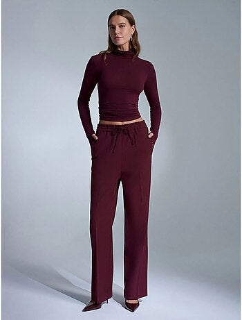 Pantalones de mujer de crepé de pernera recta dilvin