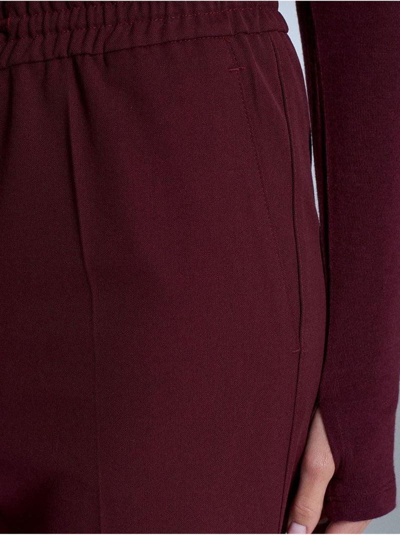 Pantalones de mujer de crepé de pernera recta dilvin Rojo burdeos - Kiabi