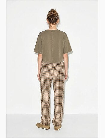 Pantalones de mujer de cuadros de pernera ancha lucci