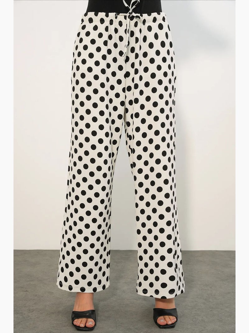 Pantalones de mujer de lunares de pernera ancha bdart Blanco Negro - Kiabi