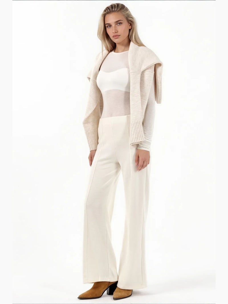 Pantalones de mujer de mezcla de algodón busem Crema - Kiabi