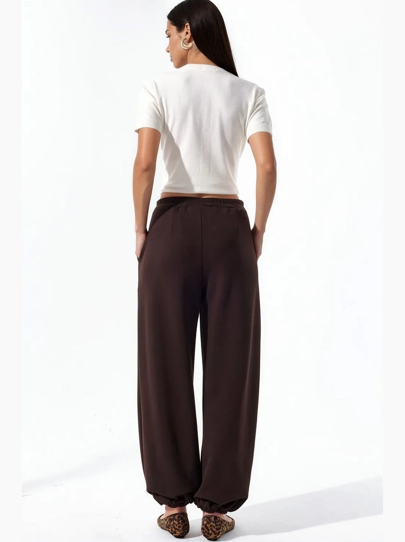Pantalones de mujer de mezcla de algodón busem Marrón chocolate - Kiabi