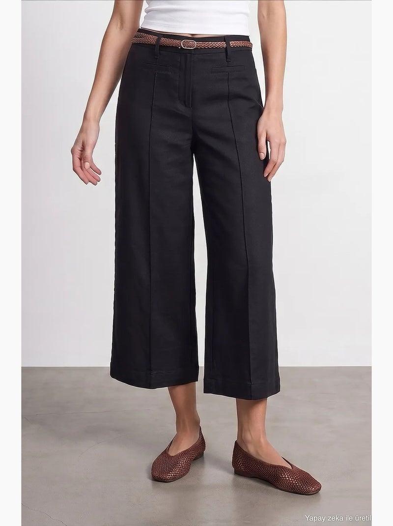 Pantalones de mujer de mezcla de lino dilvin Negro - Kiabi