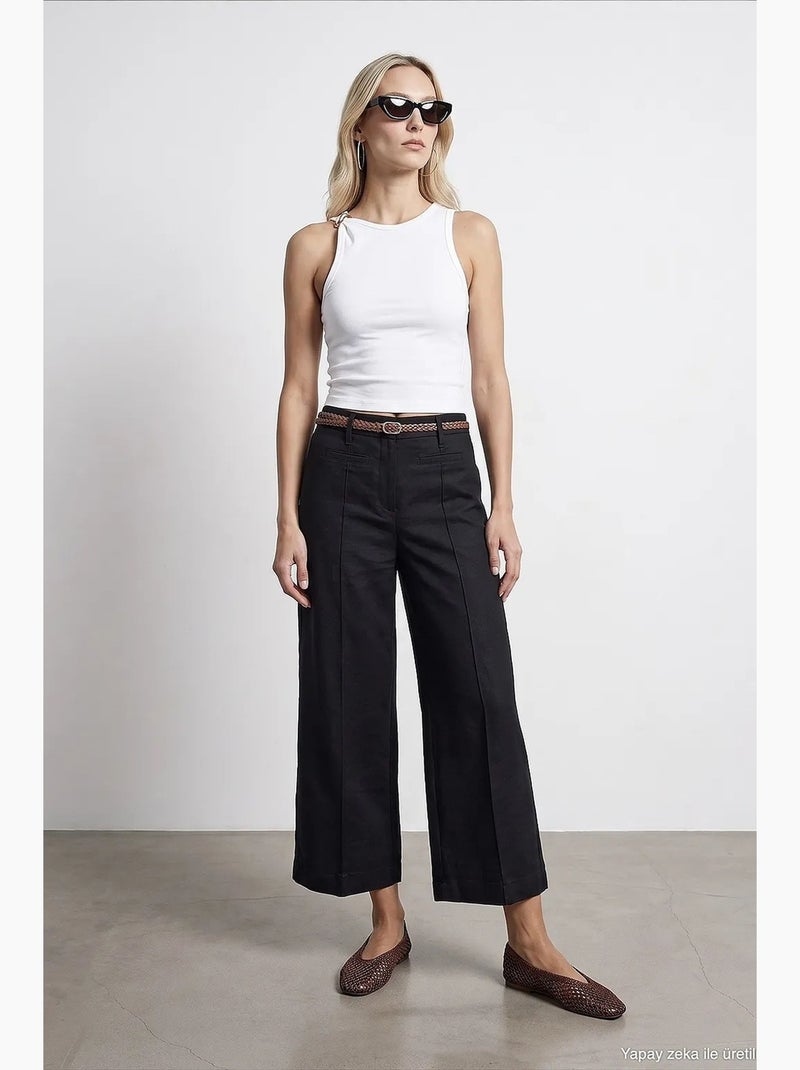 Pantalones de mujer de mezcla de lino dilvin Negro - Kiabi