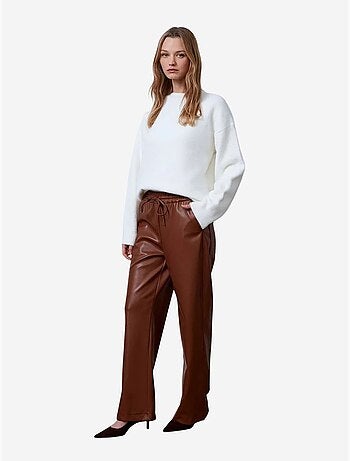 Pantalones de mujer de pernera ancha de polipiel dilvin