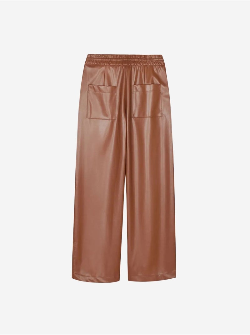 Pantalones de mujer de pernera ancha de polipiel dilvin Marrón - Kiabi