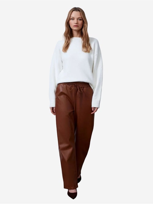 Pantalones de mujer de pernera ancha de polipiel dilvin - Kiabi Pantalones de mujer de pernera ancha de polipiel dilvin - Kiabi