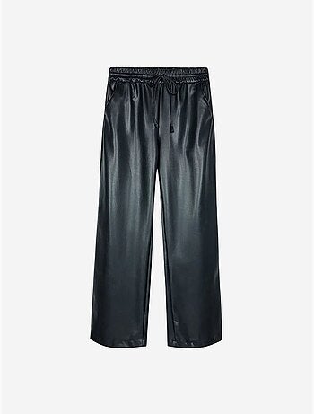 Pantalones de mujer de pernera ancha de polipiel dilvin