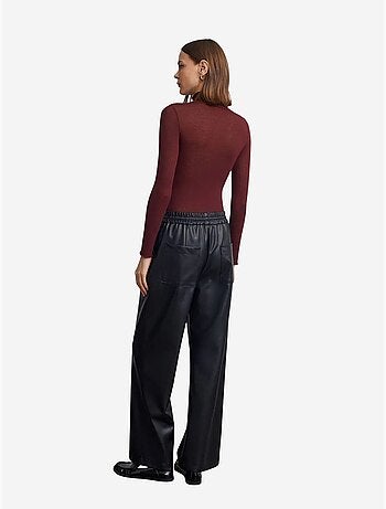 Pantalones de mujer de pernera ancha de polipiel dilvin