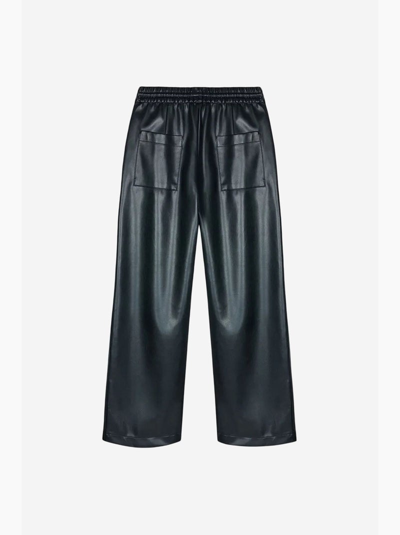 Pantalones de mujer de pernera ancha de polipiel dilvin Negro - Kiabi