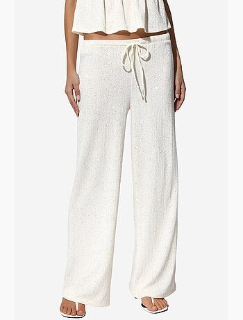 Pantalones de mujer de pernera recta con cordón busem