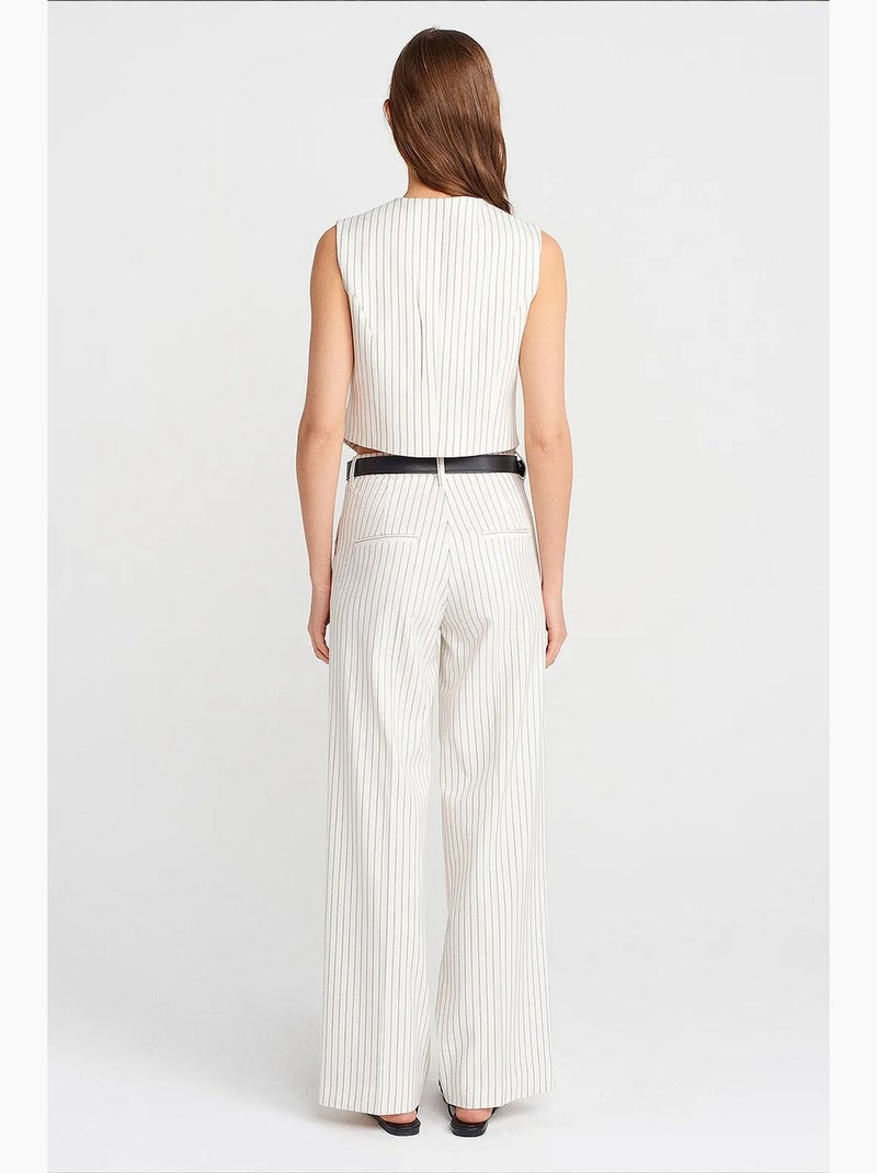 Pantalones de mujer de pernera recta dilvin Blanco roto - Kiabi