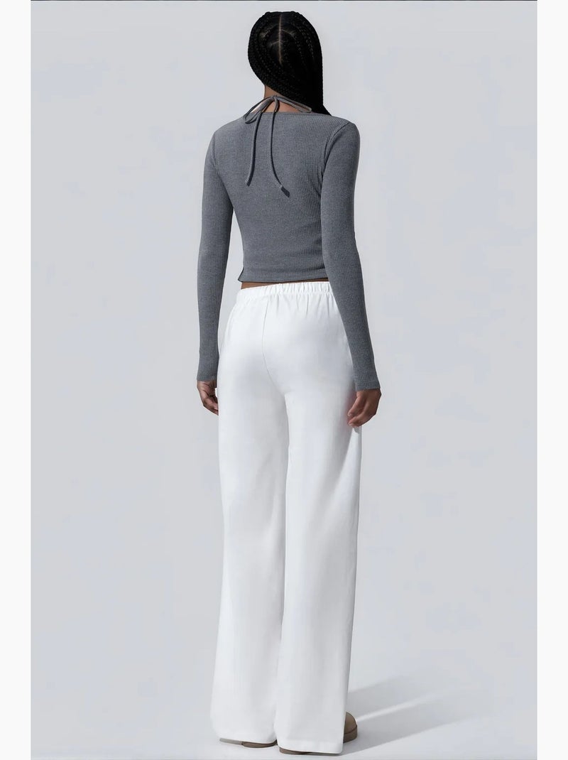 Pantalones de mujer de poliéster-algodón busem Blanco - Kiabi