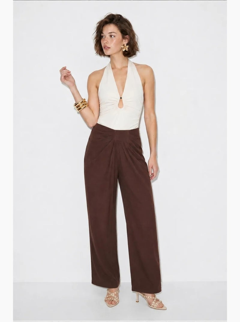 Pantalones de mujer de poliéster-elastano lucci Marrón chocolate - Kiabi