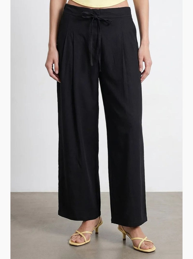 Pantalones de mujer de rayas de pernera ancha dilvin Negro - Kiabi
