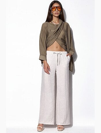Pantalones de mujer de tejido con pernera ancha busem