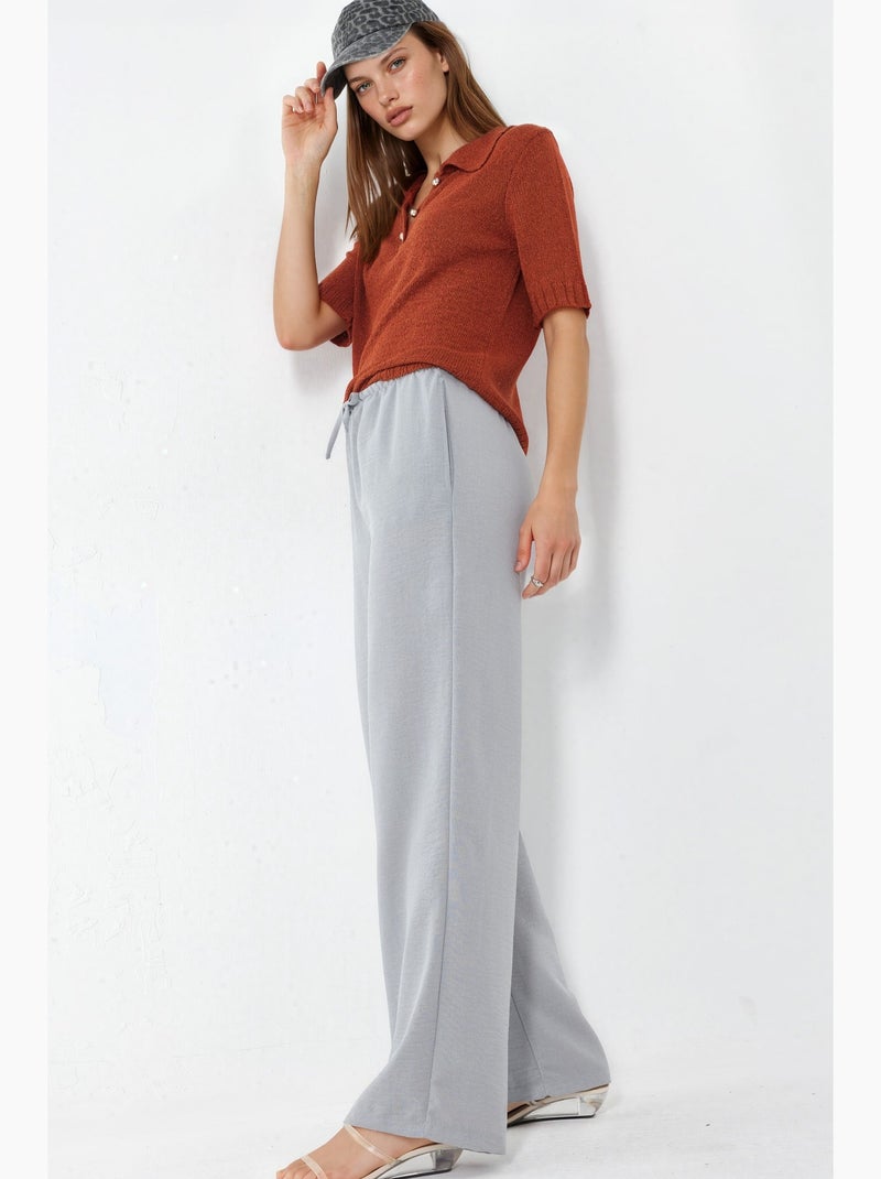 Pantalones de mujer de tejido de pierna recta busem Gris claro - Kiabi