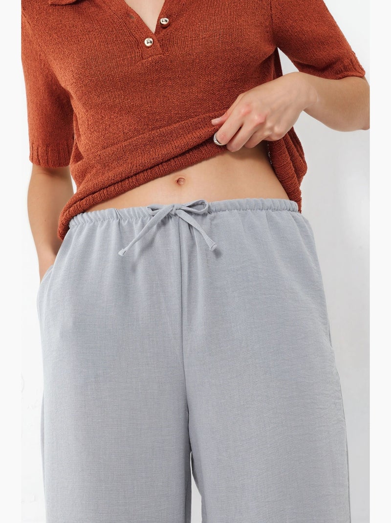 Pantalones de mujer de tejido de pierna recta busem Gris claro - Kiabi