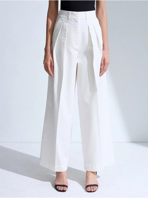 Pantalones de mujer de tiro alto con pinzas y pernera ancha dilvin - Kiabi Pantalones de mujer de tiro alto con pinzas y pernera ancha dilvin - Kiabi