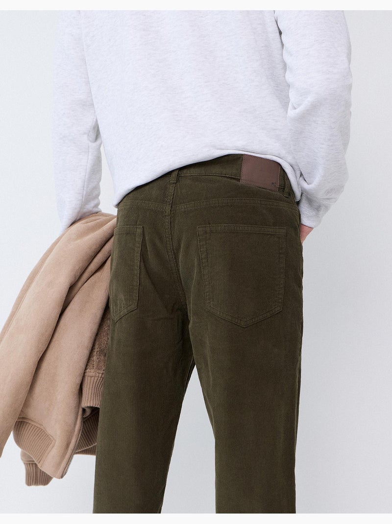 Pantalones de pana ajustados, mo fashion Verde - Kiabi