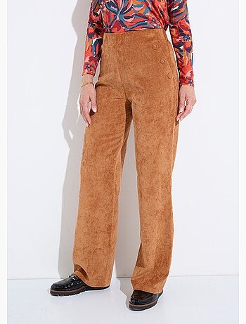 Pantalones de pana de pierna ancha con cintura semielástica - Afibel
