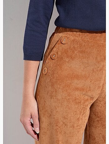 Pantalones de pana de pierna ancha con cintura semielástica - Afibel