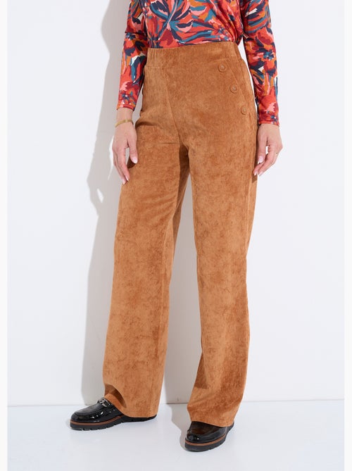 Pantalones de pana de pierna ancha con cintura semielástica - Afibel - Kiabi