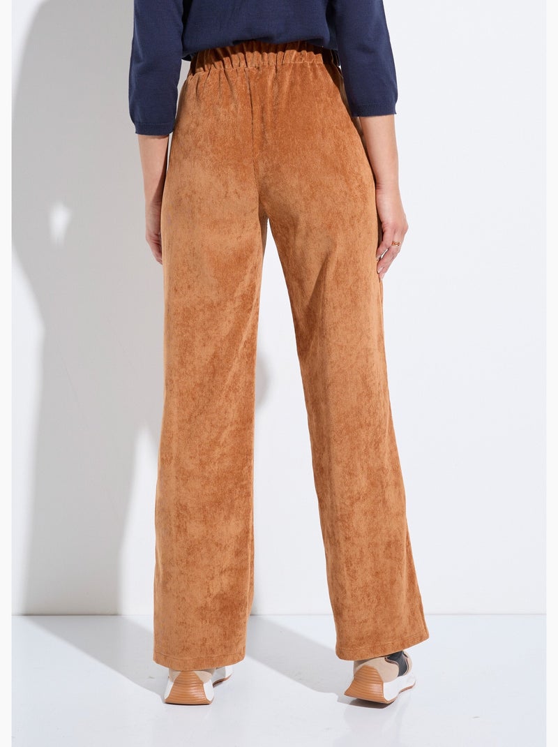 Pantalones de pana de pierna ancha con cintura semielástica - Afibel Camel - Kiabi