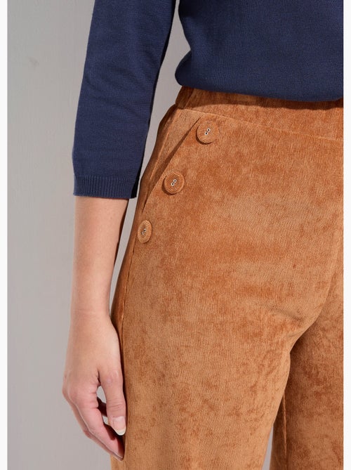 Pantalones de pana de pierna ancha con cintura semielástica - Afibel - Kiabi