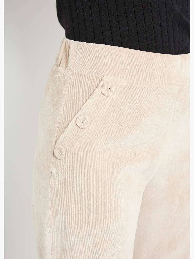 Pantalones de pana de pierna ancha con cintura semielástica - Afibel Crudo - Kiabi