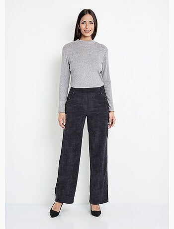 Pantalones de pana de pierna ancha con cintura semielástica - Afibel