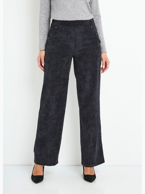 Pantalones de pana de pierna ancha con cintura semielástica - Afibel - Kiabi