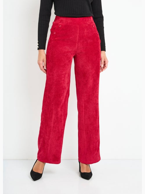 Pantalones de pana de pierna ancha con cintura semielástica - Afibel - Kiabi