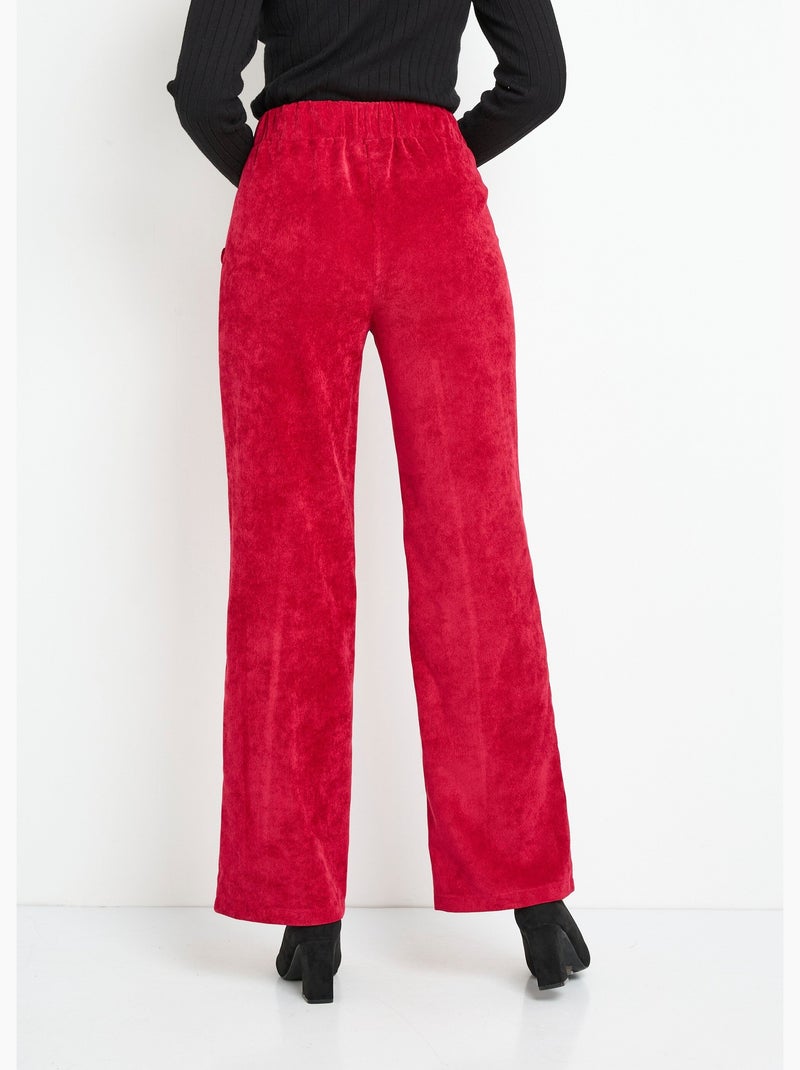 Pantalones de pana de pierna ancha con cintura semielástica - Afibel Rojo - Kiabi