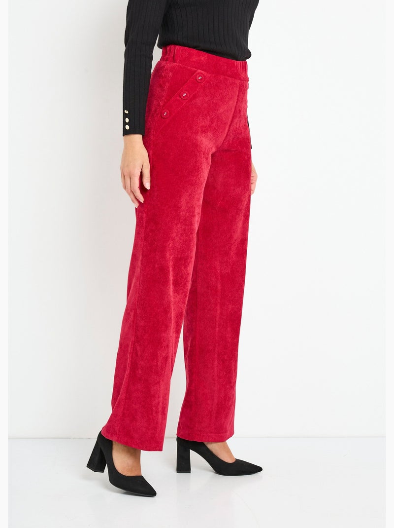 Pantalones de pana de pierna ancha con cintura semielástica - Afibel Rojo - Kiabi