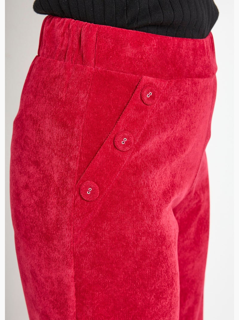 Pantalones de pana de pierna ancha con cintura semielástica - Afibel Rojo - Kiabi