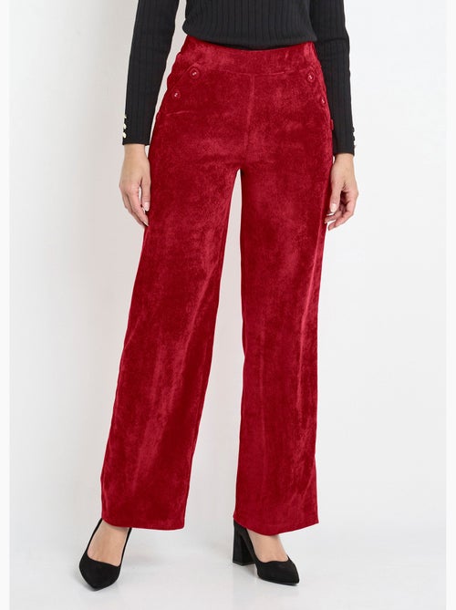 Pantalones de pana de pierna ancha con cintura semielástica - Afibel - Kiabi