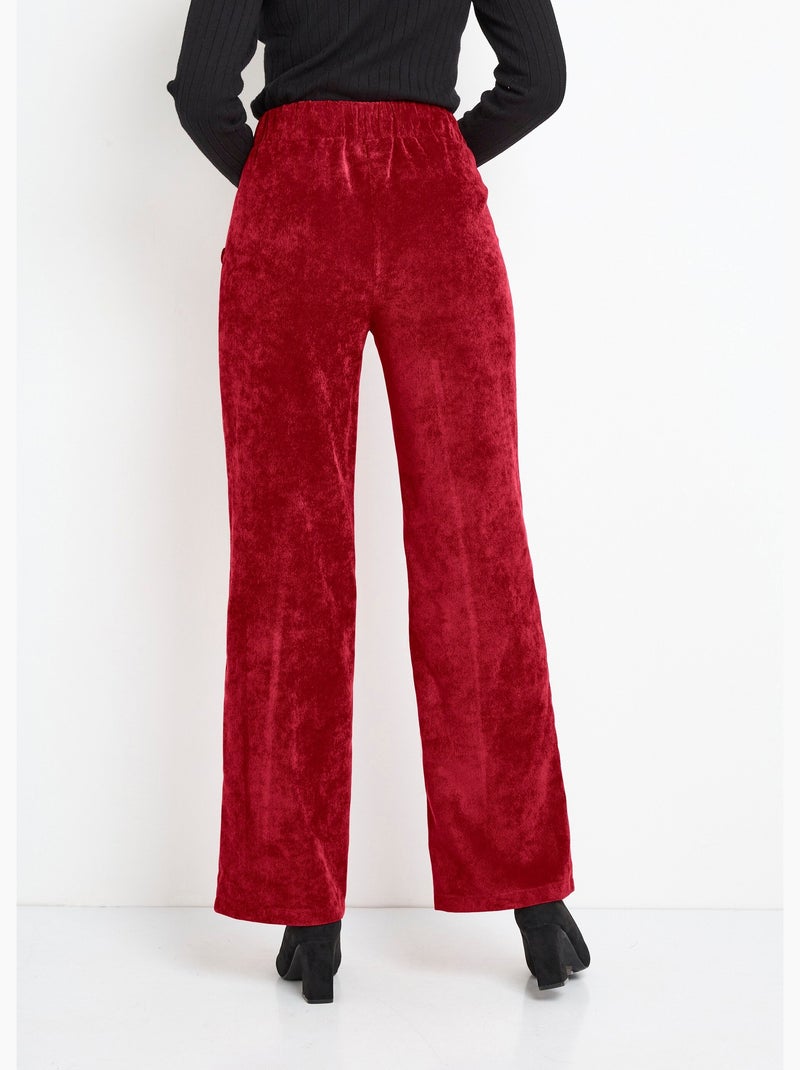 Pantalones de pana de pierna ancha con cintura semielástica - Afibel Violeta - Kiabi