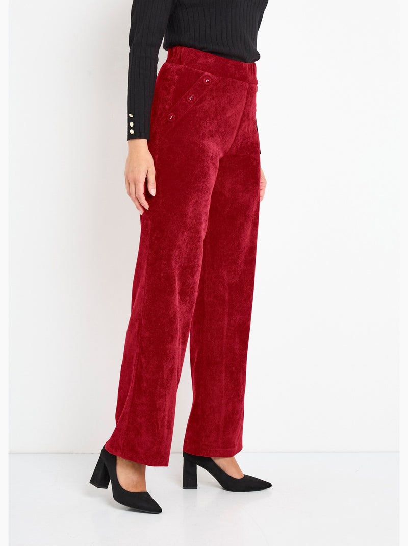 Pantalones de pana de pierna ancha con cintura semielástica - Afibel Violeta - Kiabi