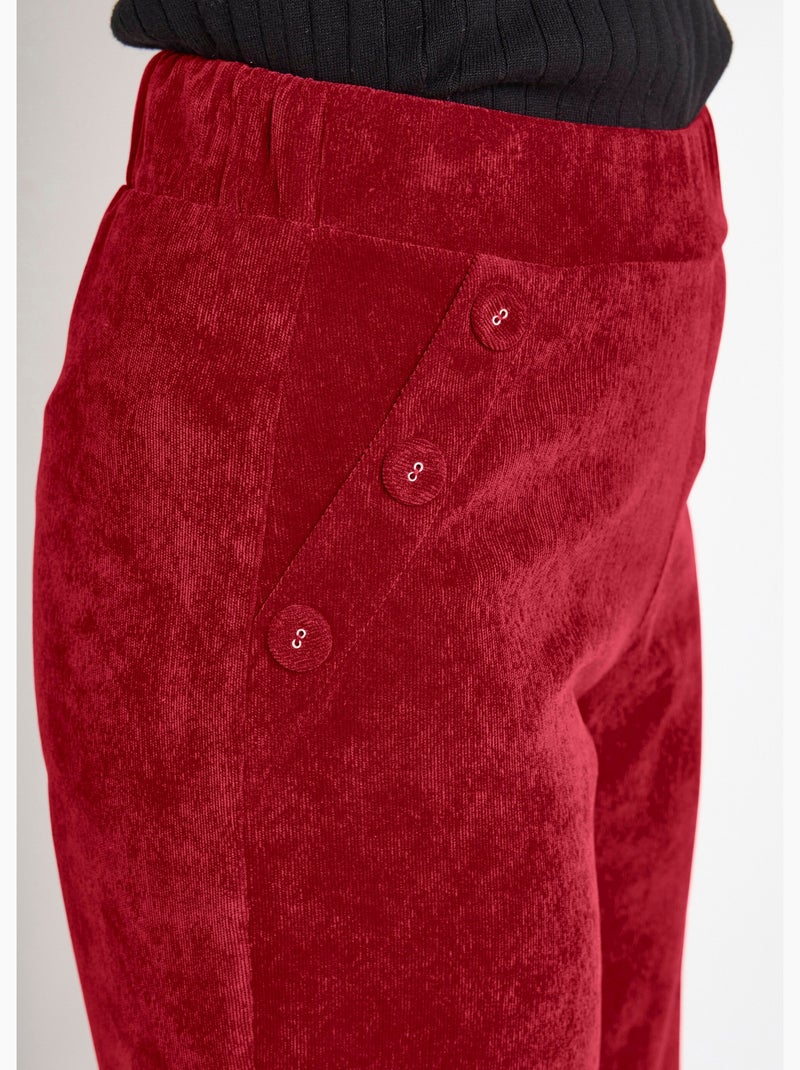 Pantalones de pana de pierna ancha con cintura semielástica - Afibel Violeta - Kiabi