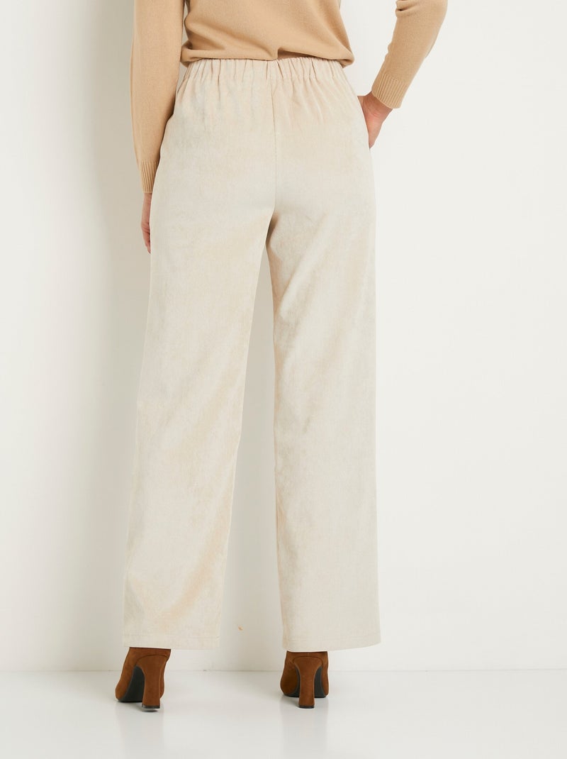 Pantalones de pata ancha en terciopelo milleraies con efecto puente - Afibel Beige - Kiabi