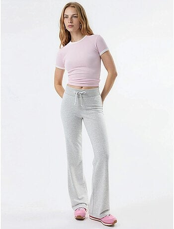 Pantalones de pernera acampanada con cintura elástica busem