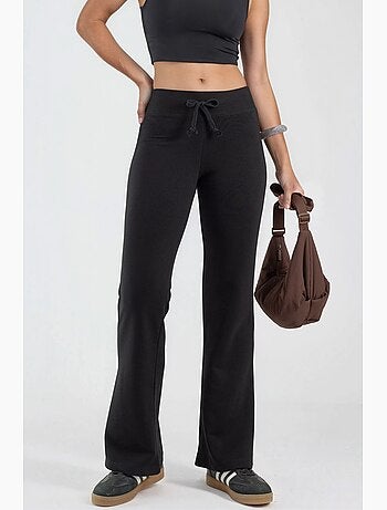 Pantalones de pernera acampanada con cintura elástica busem