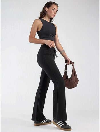 Pantalones de pernera acampanada con cintura elástica busem