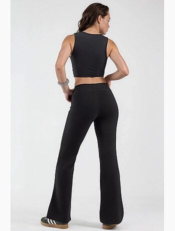 Pantalones de pernera acampanada con cintura elástica busem