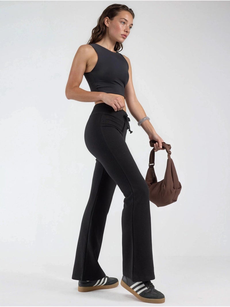 Pantalones de pernera acampanada con cintura elástica busem Negro - Kiabi